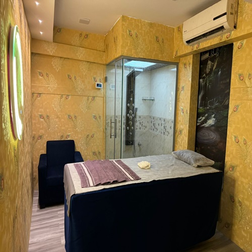 Relaxing massage therapy setup